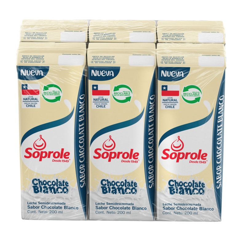 [P06]Soprole - Leche Chocolate Blanco Tetra Pack x6  200 cc